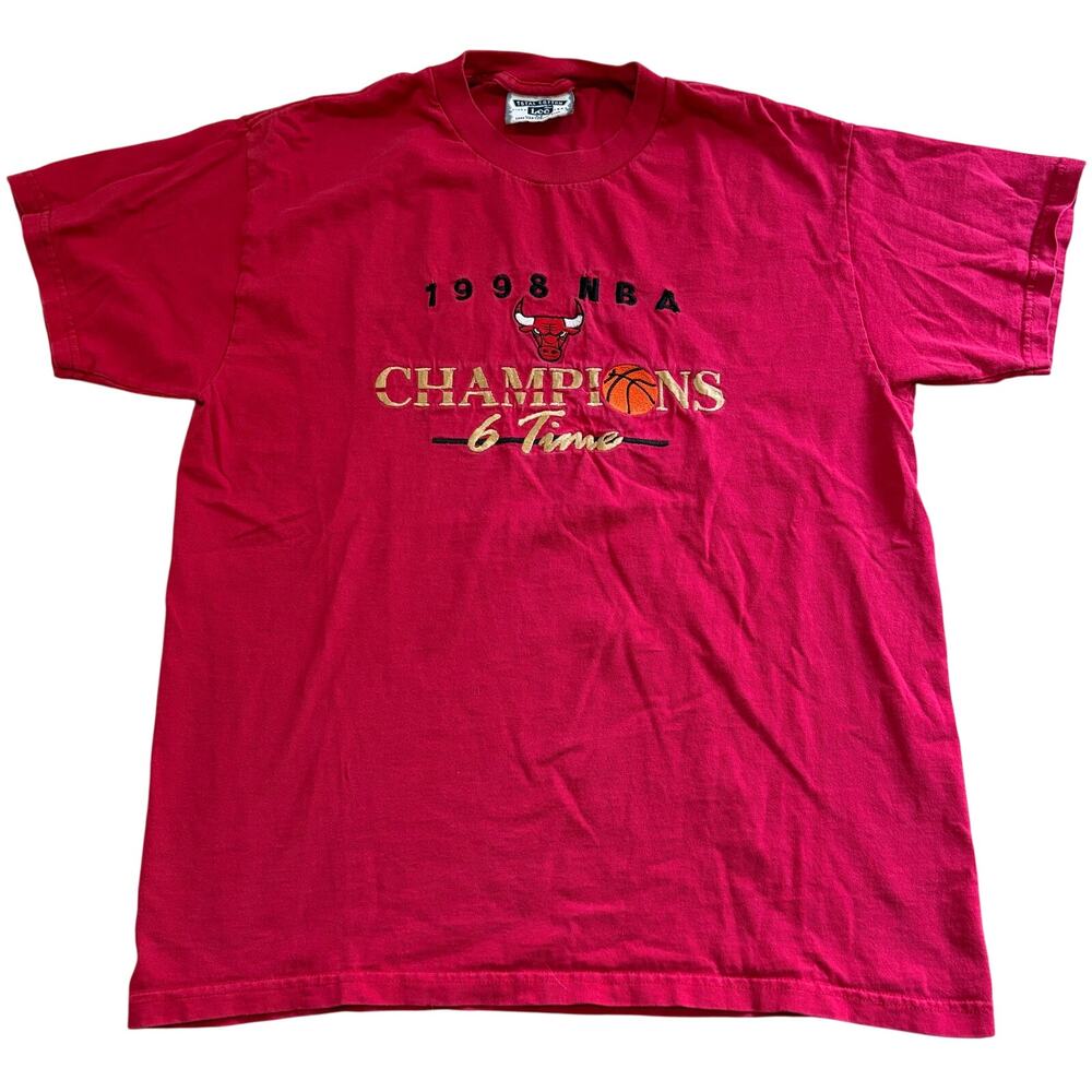 Chicago Bulls 1998 NBA Champions 6 Time Lee Total Cotton Red Vintage 90’s Medium